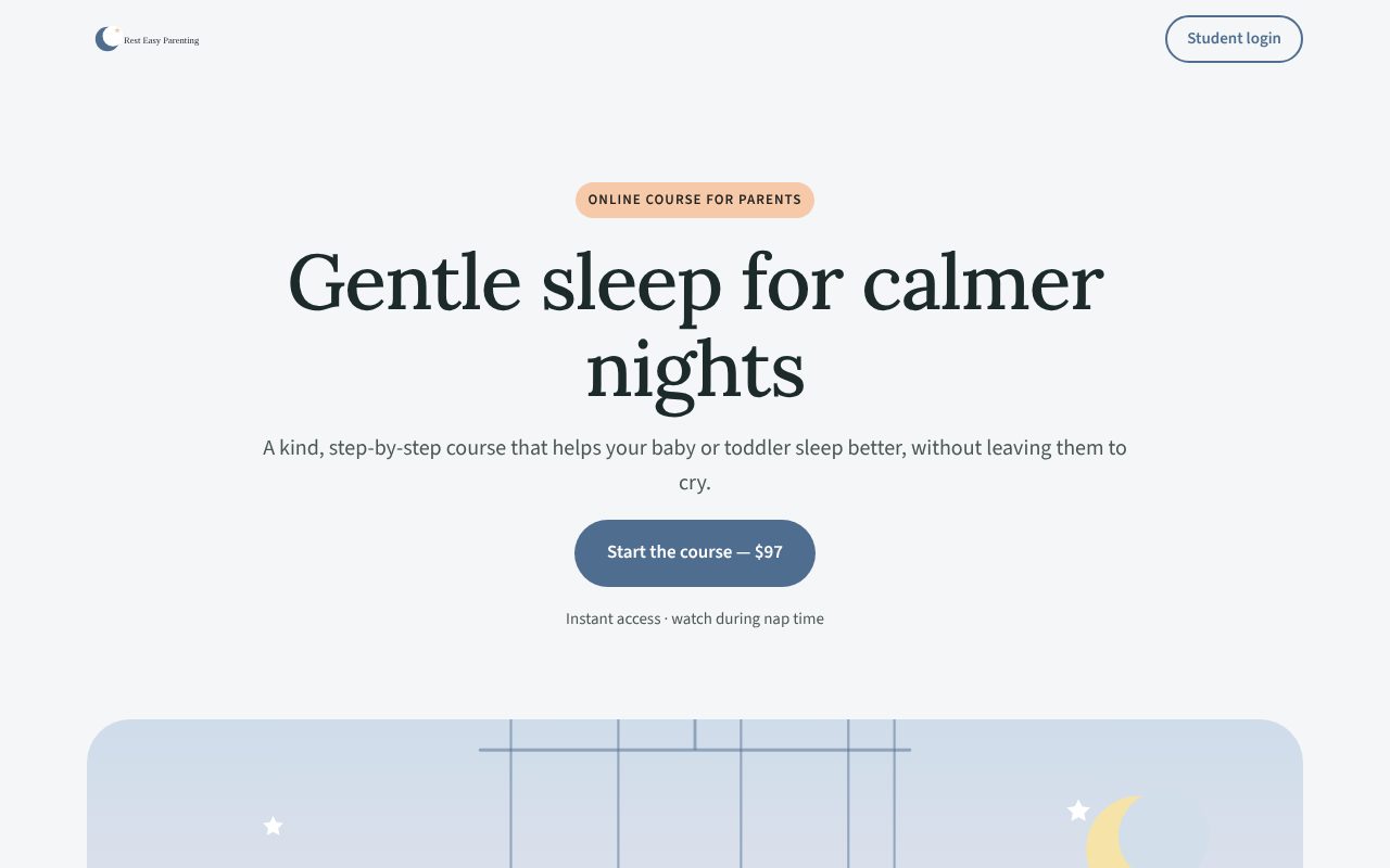 A baby sleep course by Rest Easy Parenting, in the Soft design
