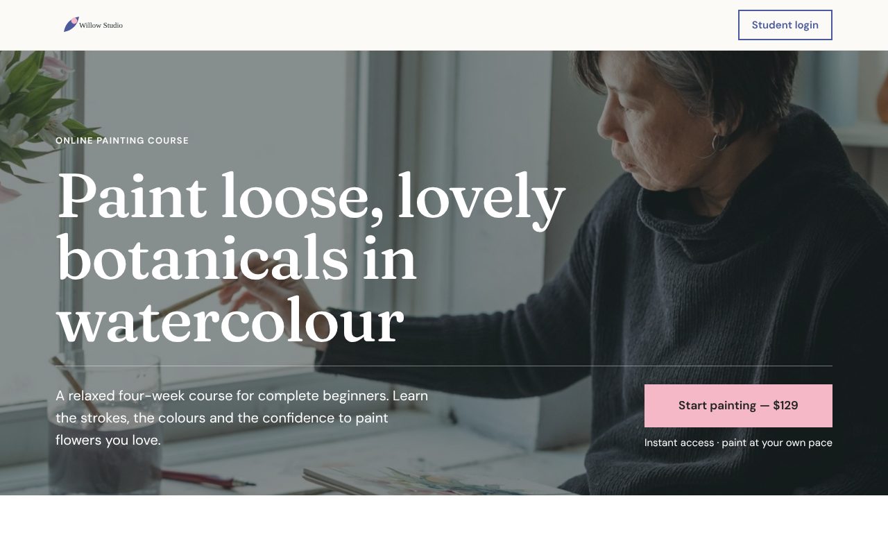 A watercolour course by Willow Studio, in the Editorial design